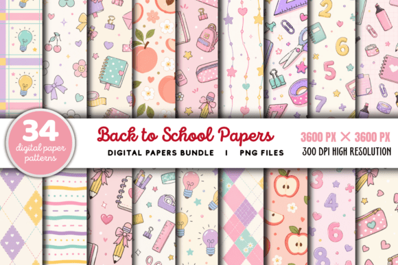 Download Back to School Paper Pattern Bundle - Pattern bundle Collection