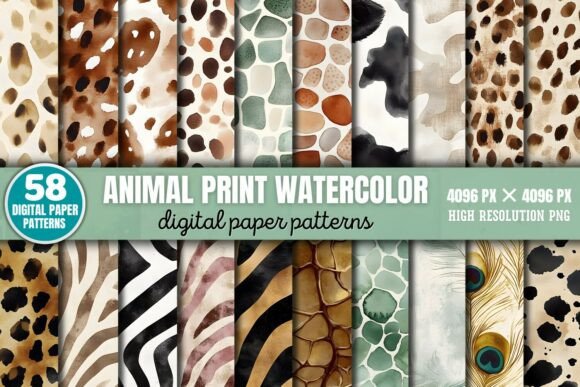 Download Animal Print Watercolor Patterns Digital - Animal Collection