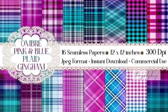 Download Seamless Ombre Pink Blue Plaid Papers - Plaid paper Collection