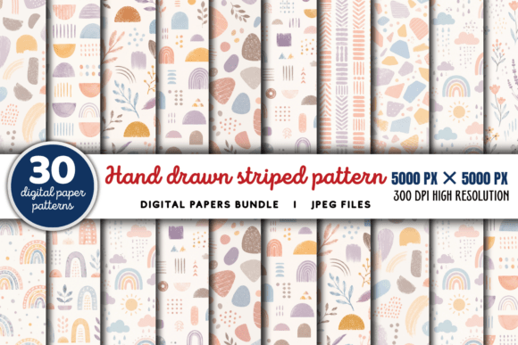 Download Hand Drawn Striped Pattern Bundle - Pattern bundle Collection