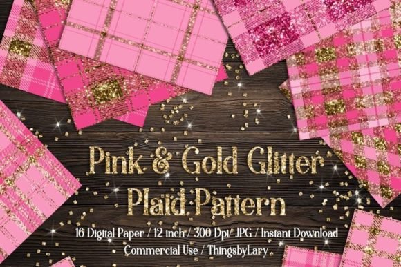 Download Luxury Gold Pink Glitter Plaid Papers - Plaid paper Collection