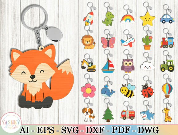 Download Cute Animal &amp; Kids Keychain SVG Bundle - Premium Resources