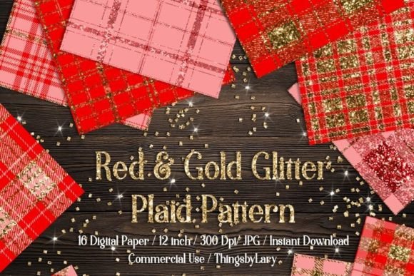 Download Luxury Gold Red Glitter Plaid Papers - Plaid paper Collection