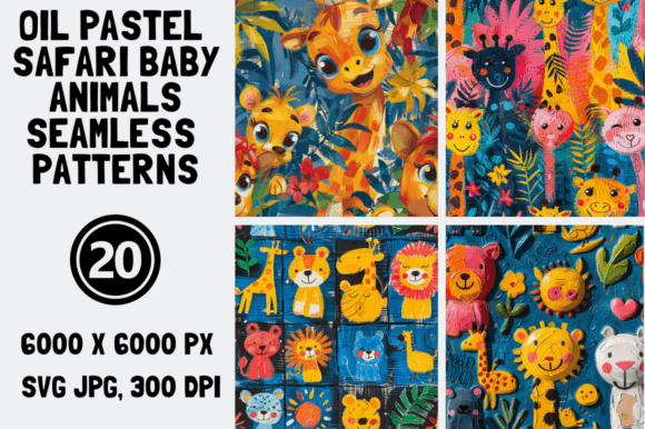 Download Safari Animals Oil Pastel Patterns - Animal Collection