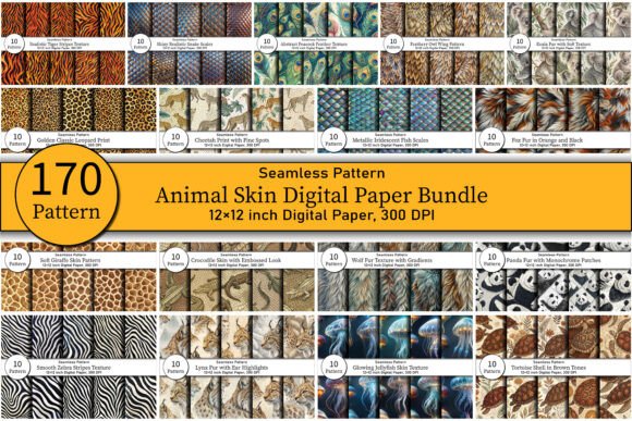 Download 170 Animal Skin Digital Paper Bundle - Animal Collection