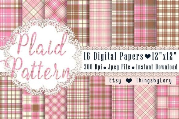Download 16 Seamless Pink and Brown Plaid Papers - Plaid paper Collection