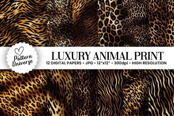 Download Gold Black Animal Print Digital Papers - Animal Collection