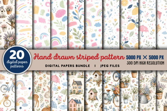 Download Hand Drawn Striped Pattern Bundle - Pattern bundle Collection