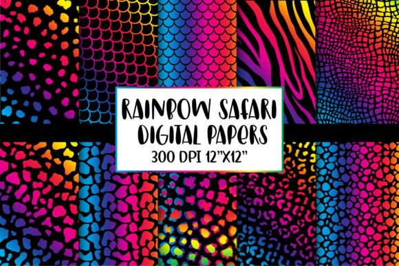 Download Rainbow Animal Print Digital Papers - Animal Collection