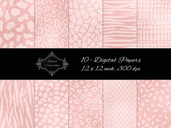 Download 10 Rose Gold Animal Print Digital Papers - Animal Collection