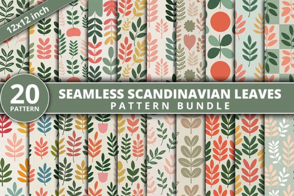 Download Scandinavian Leaves Pattern Bundle - Pattern bundle Collection