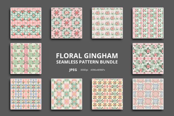 Download Floral Gingham Seamless Pattern Bundle - Pattern bundle Collection