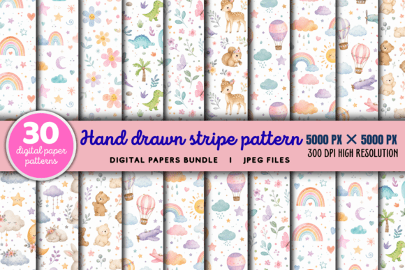 Download Hand Drawn Stripe Pattern Bundle - Pattern bundle Collection