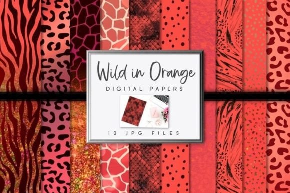 Download Orange Animal Print Digital Papers - Animal Collection