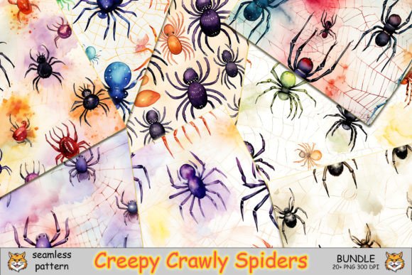 Download Creepy Spiders Seamless Pattern Bundle - Pattern bundle Collection